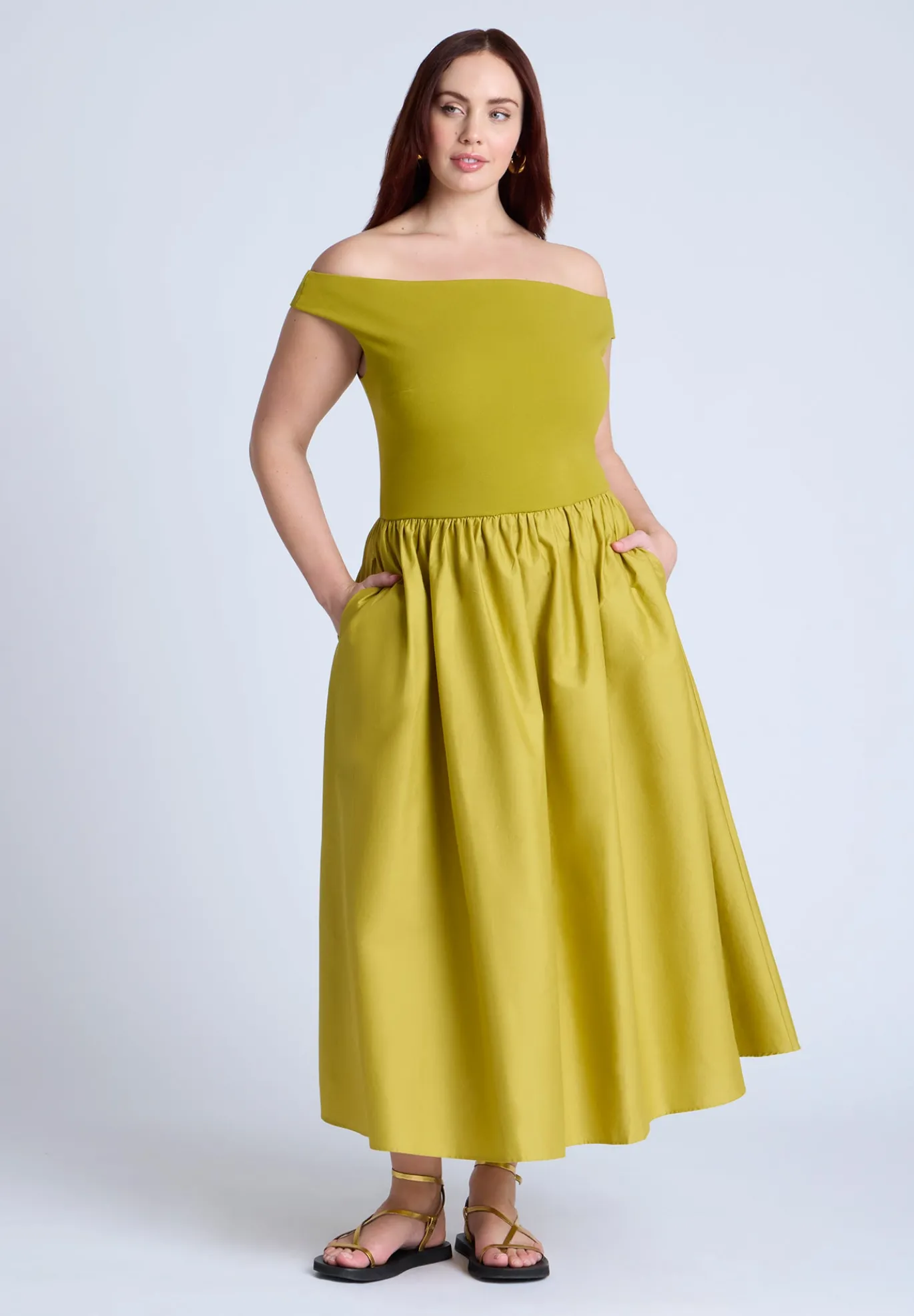 Boat Neck Mixed Fabric Dress