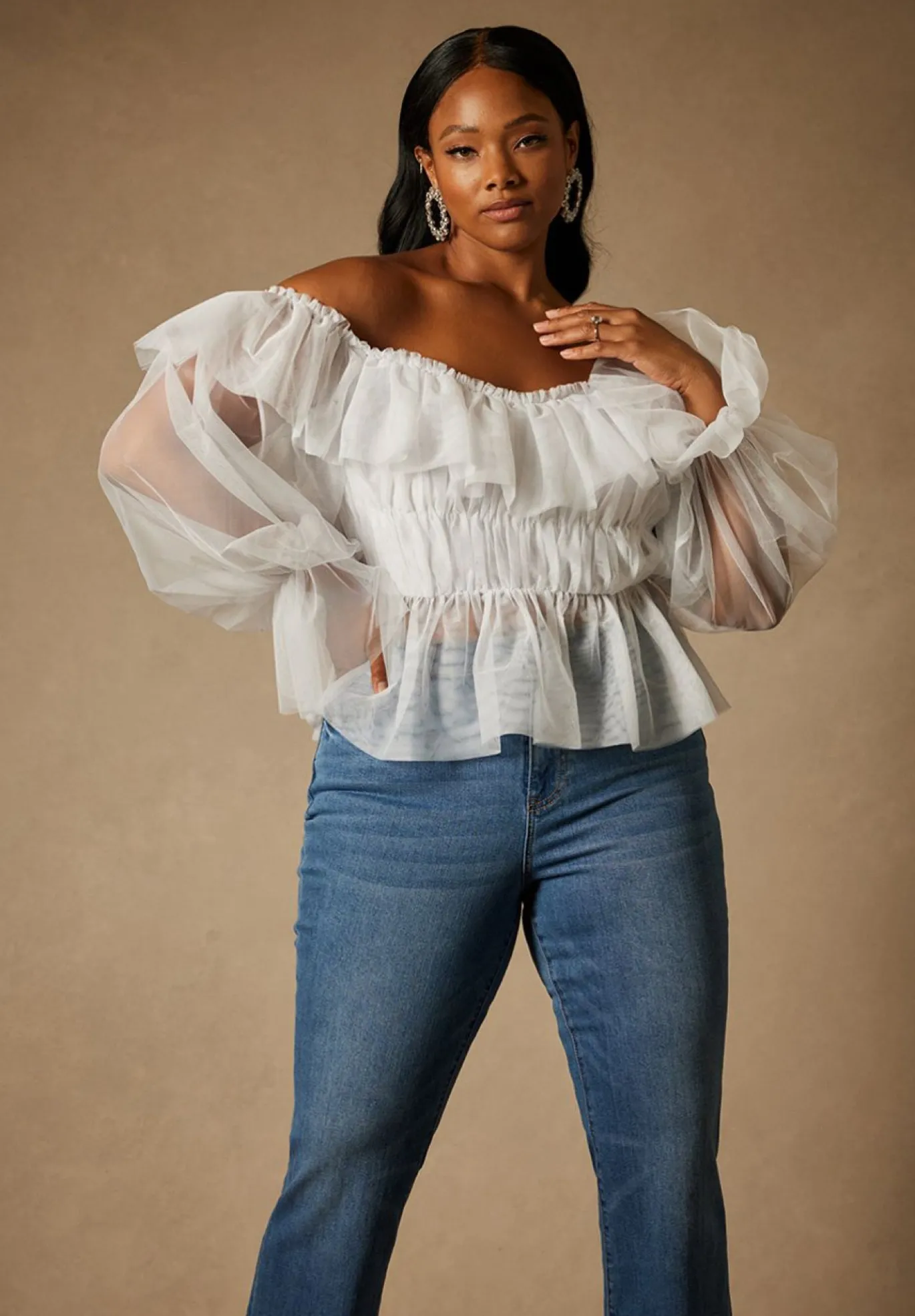 Bridal by ELOQUII Tulle Pleated Top