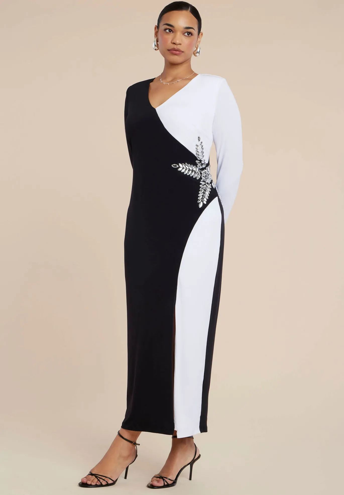 Colorblock Embellished Maxi Dress