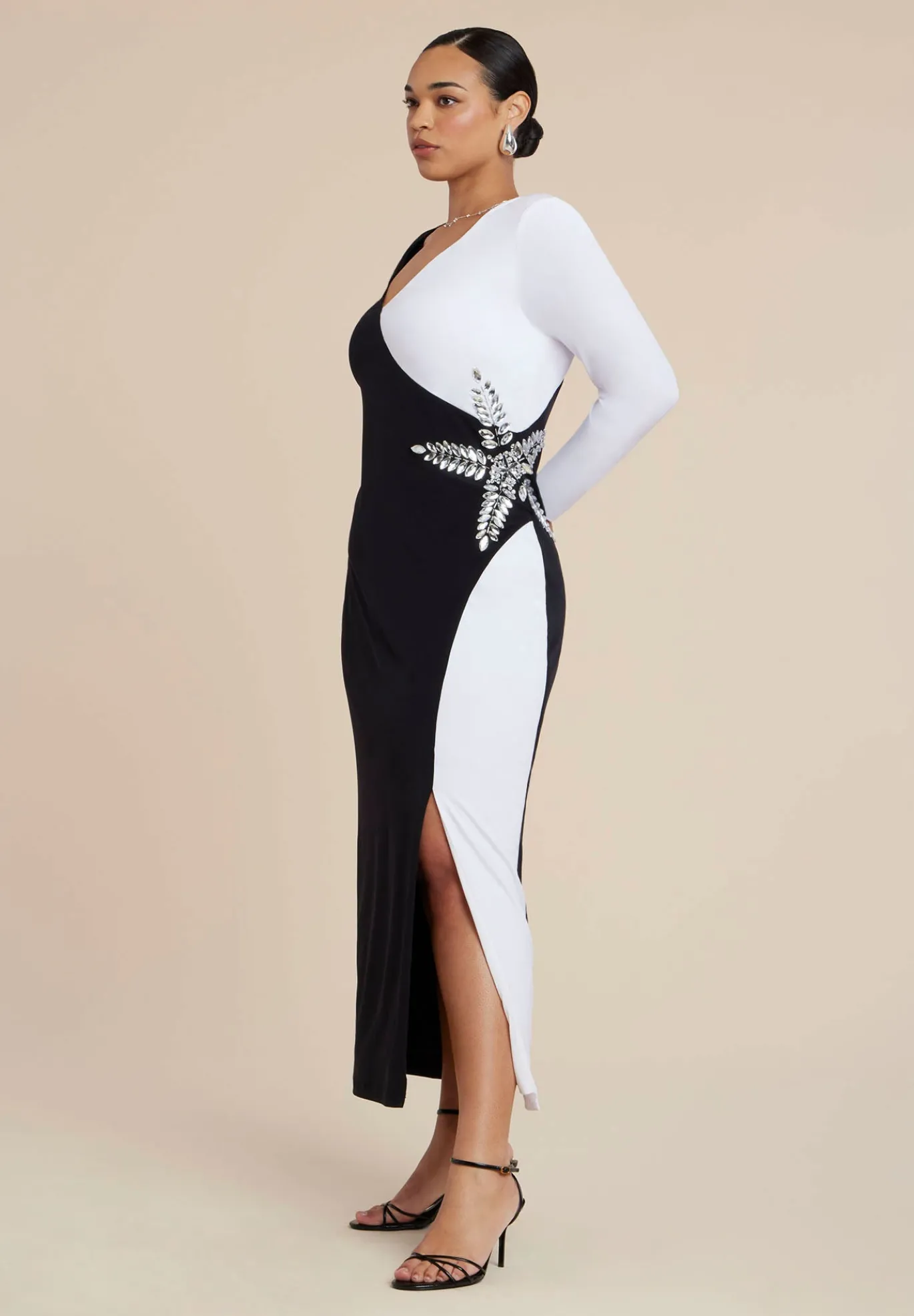 Colorblock Embellished Maxi Dress