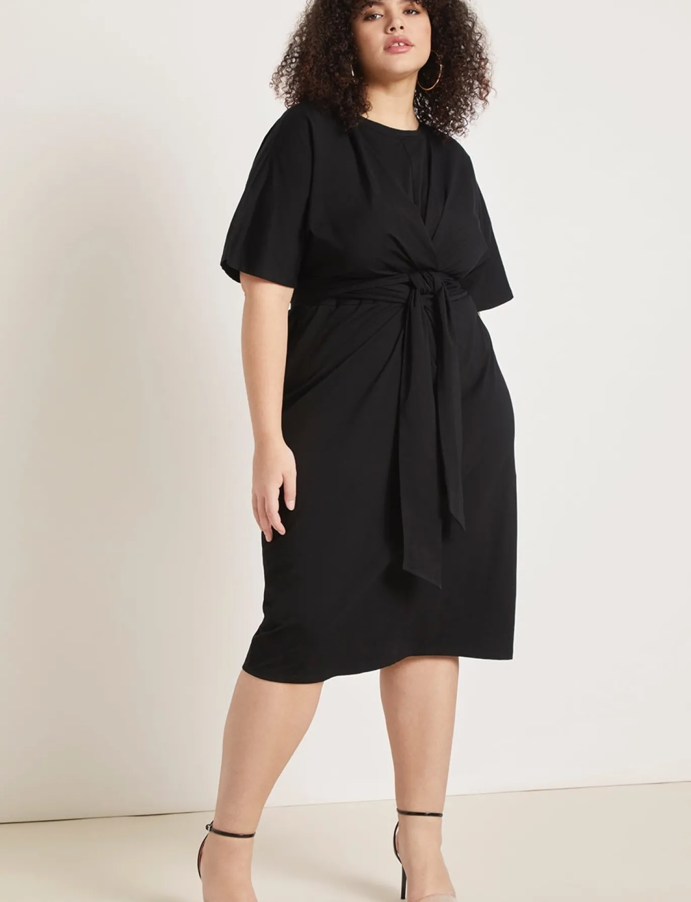 Cross Front Flutter Sleeve Dress