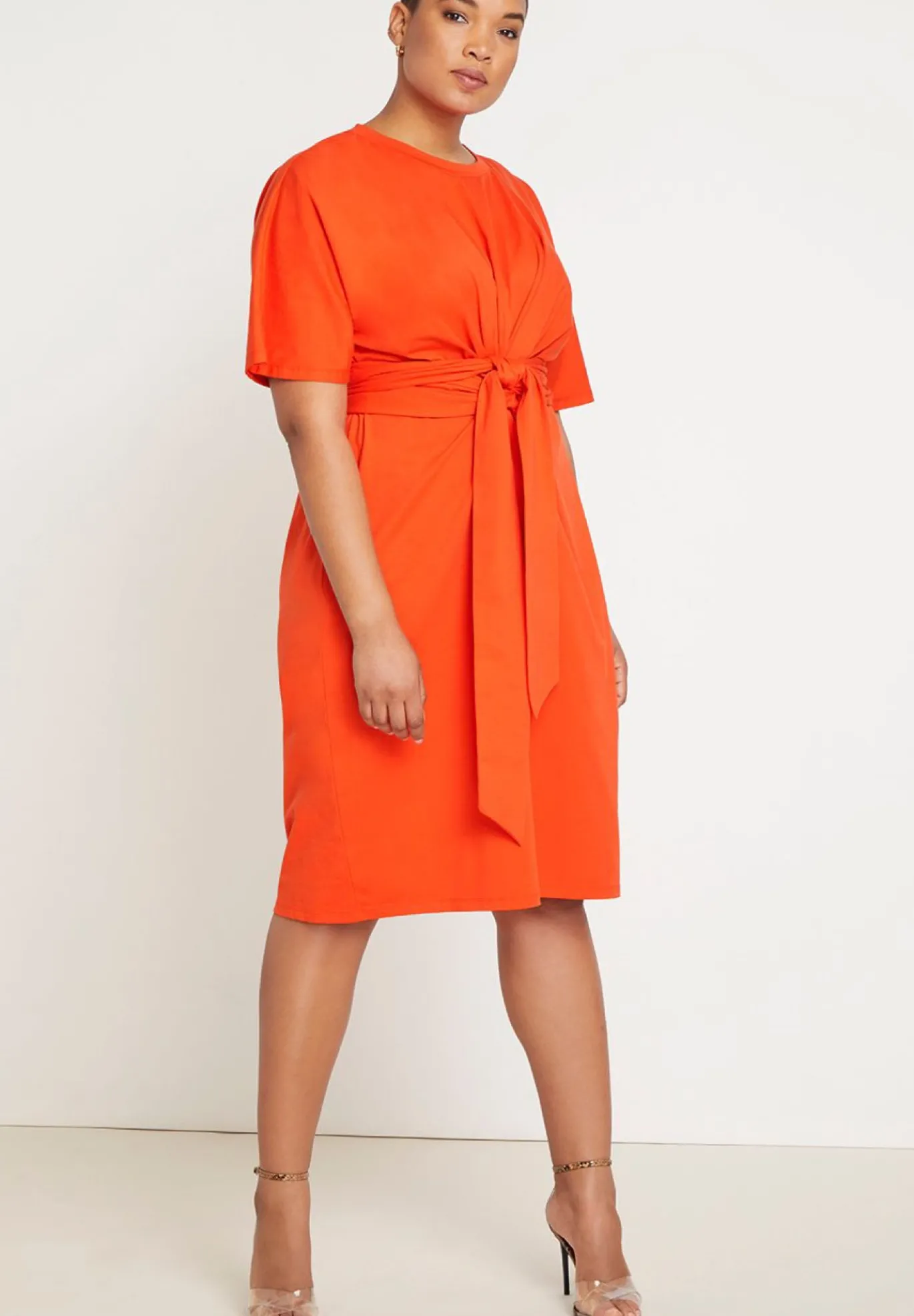Cross Front Flutter Sleeve Dress