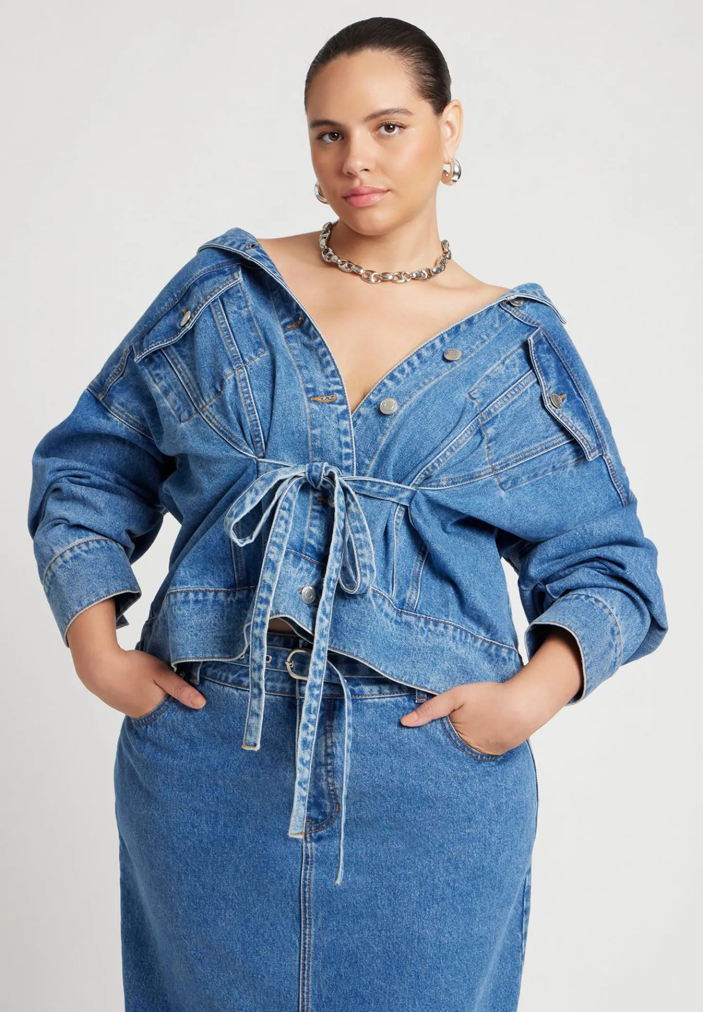 Denim Jacket With Cinched Waist