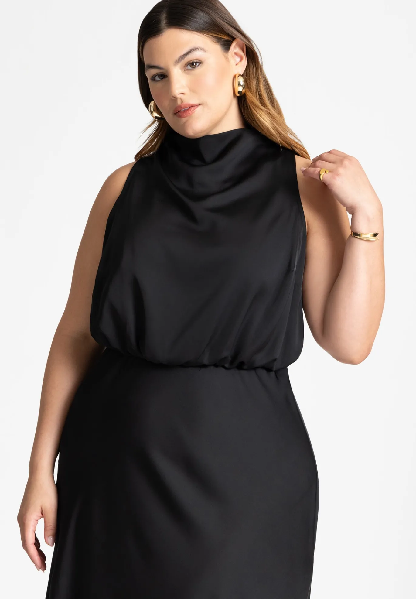 Draped Satin Maxi Dress