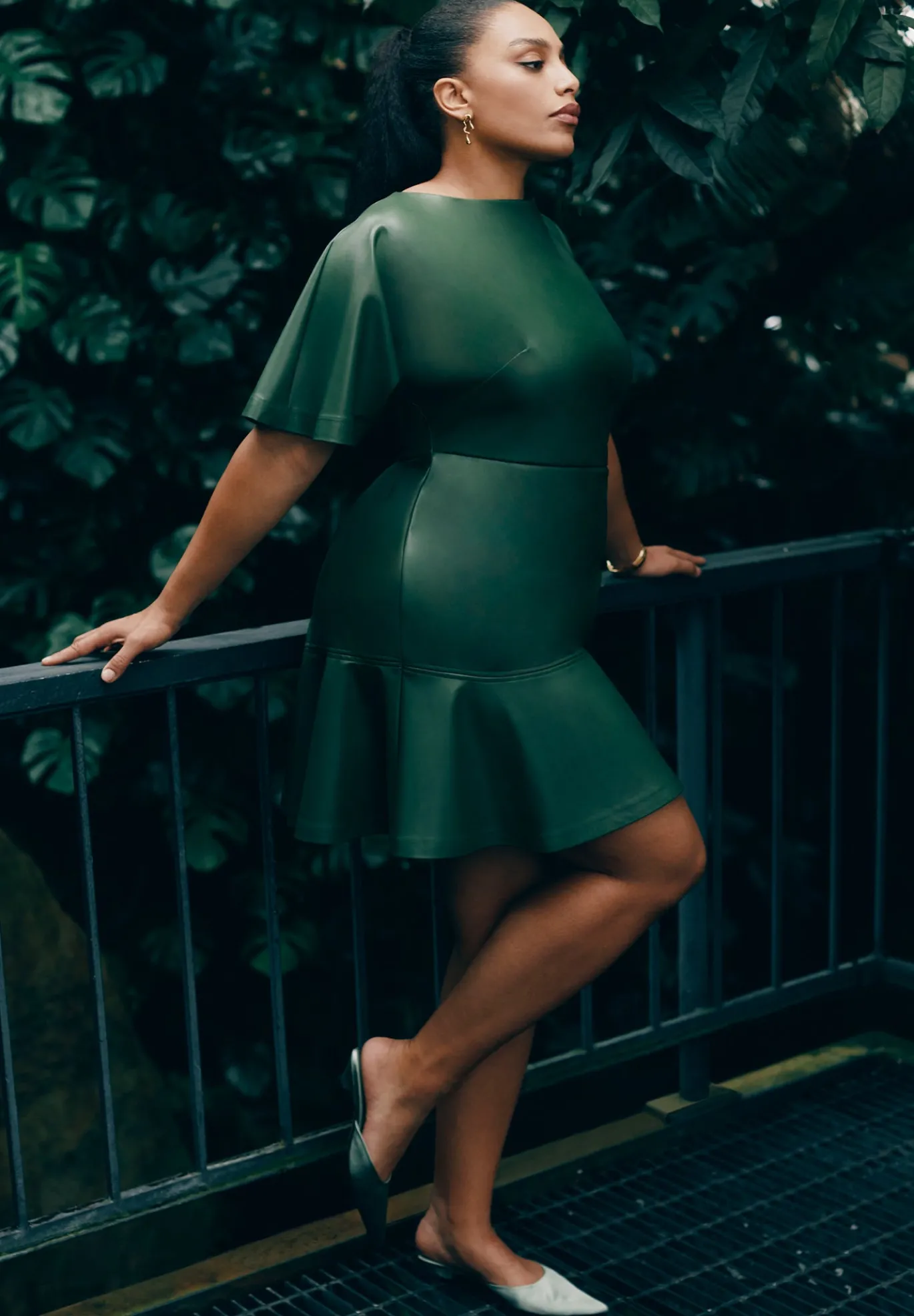 Drapey Faux Leather Mini Dress