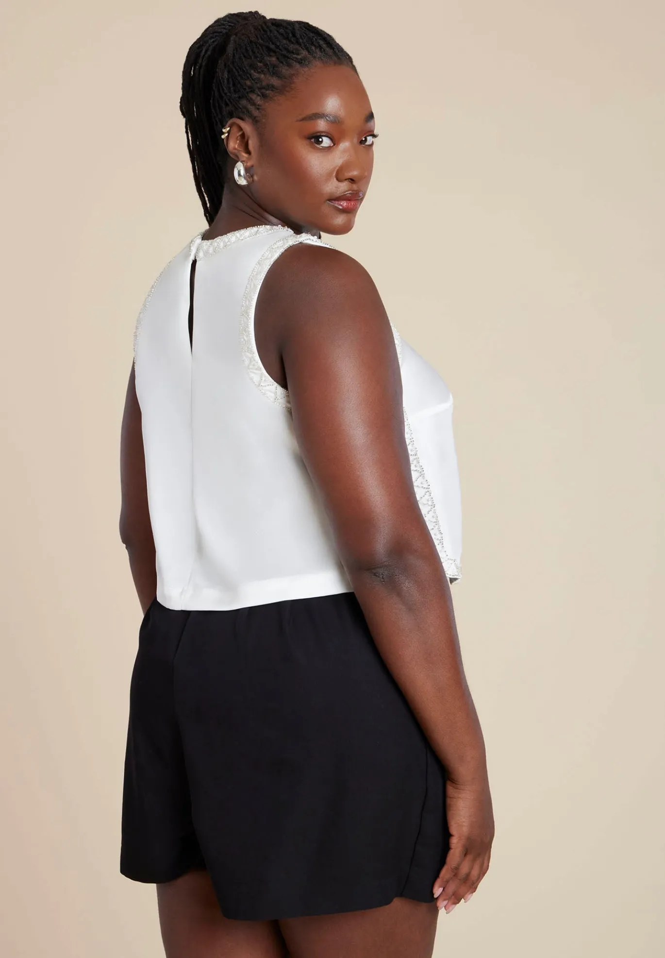 Embellished Sleeveless Boxy Shirt