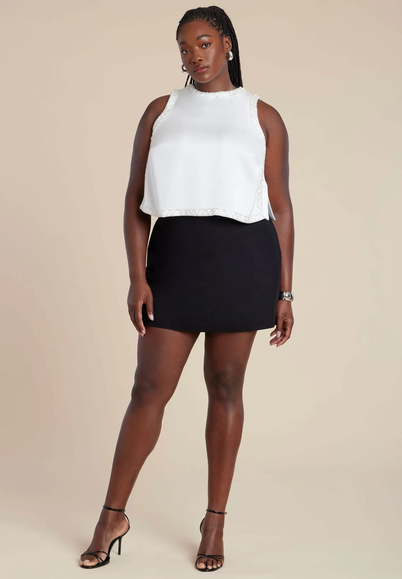 Embellished Sleeveless Boxy Shirt