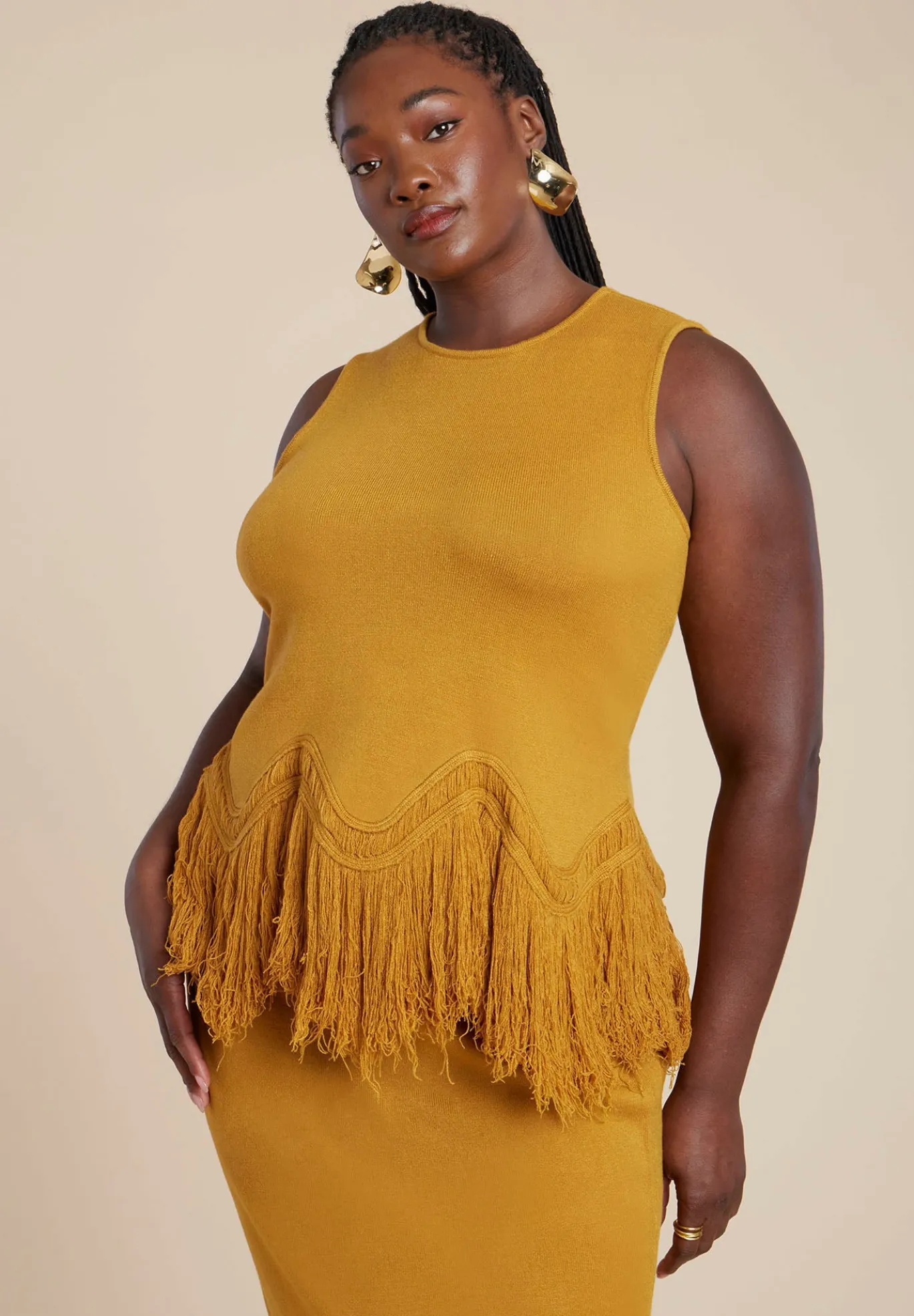 Fringe Hem Sweater Top