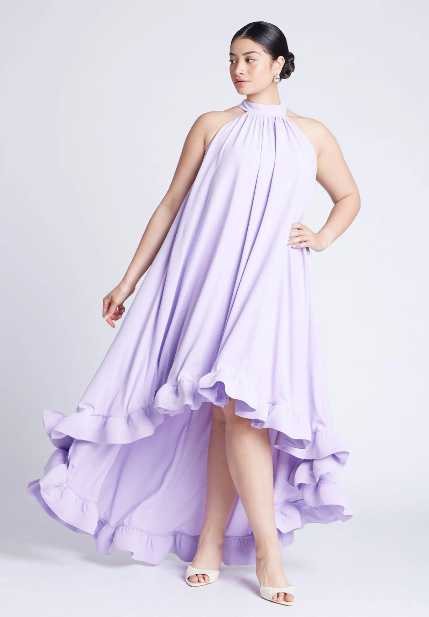 High Low Dramatic Ruffle Detail Dress