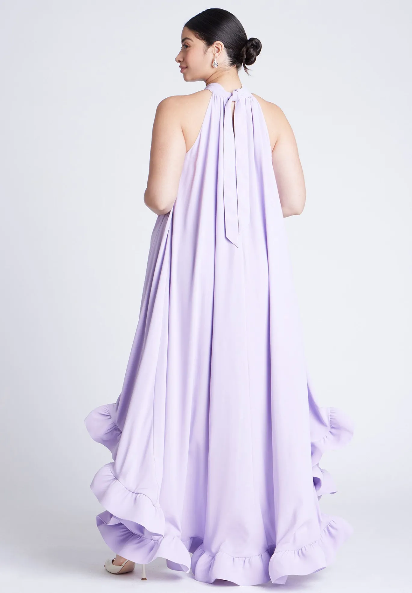 High Low Dramatic Ruffle Detail Dress