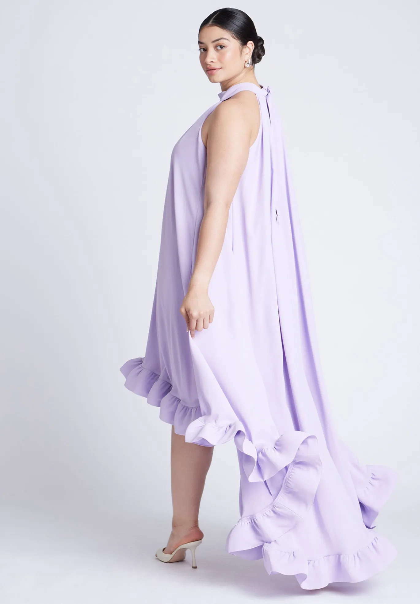 High Low Dramatic Ruffle Detail Dress