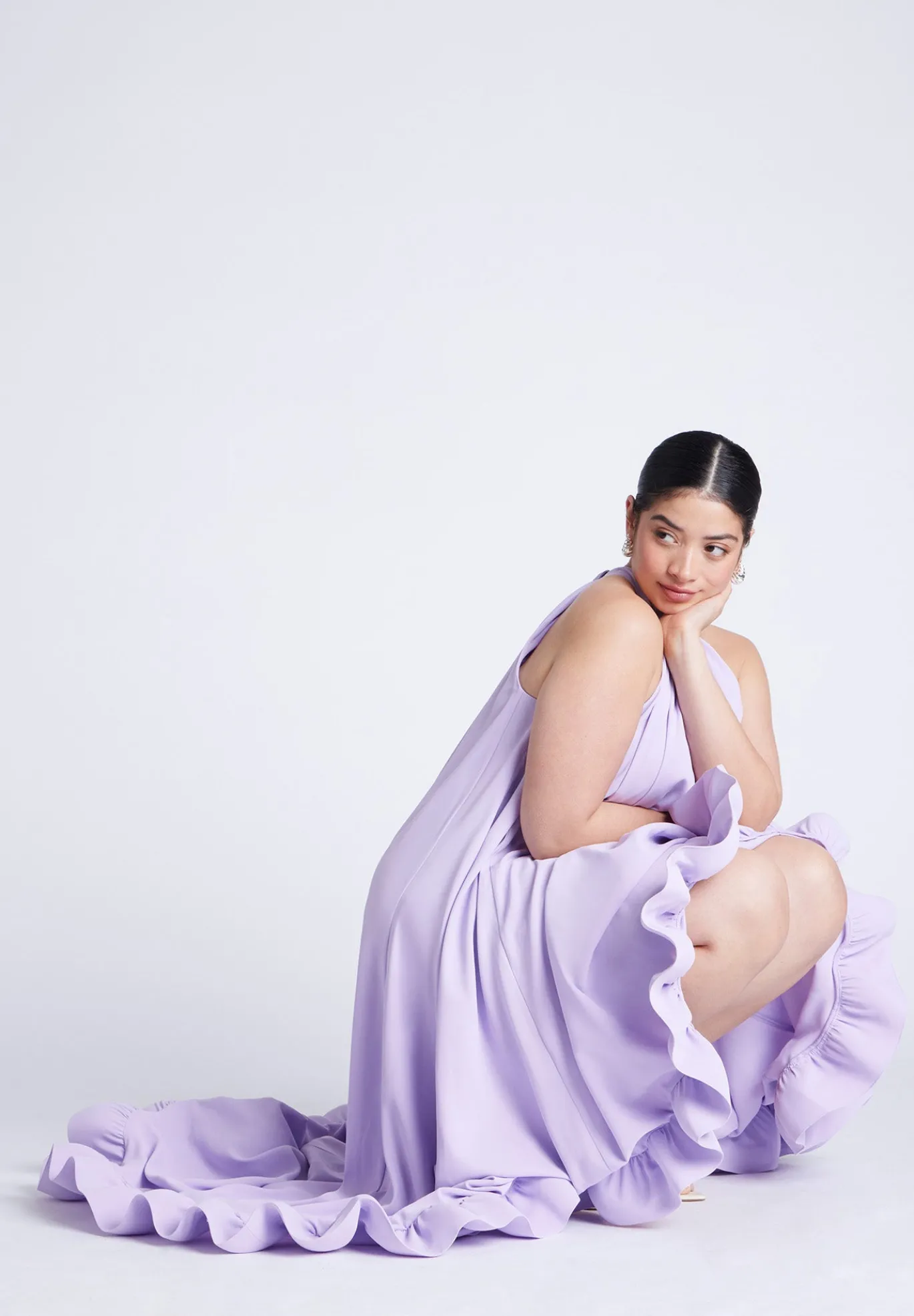 High Low Dramatic Ruffle Detail Dress