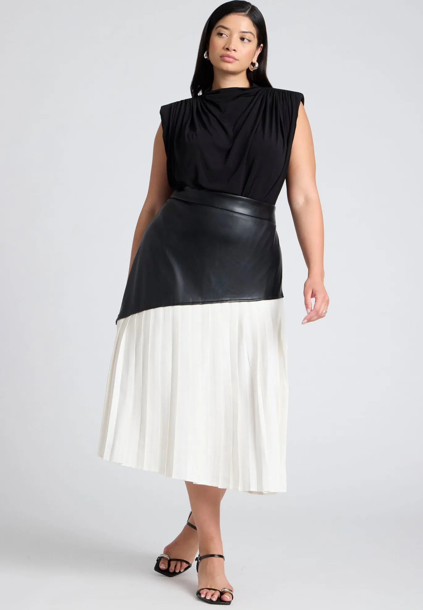 Mixed Media Pleated Skirt