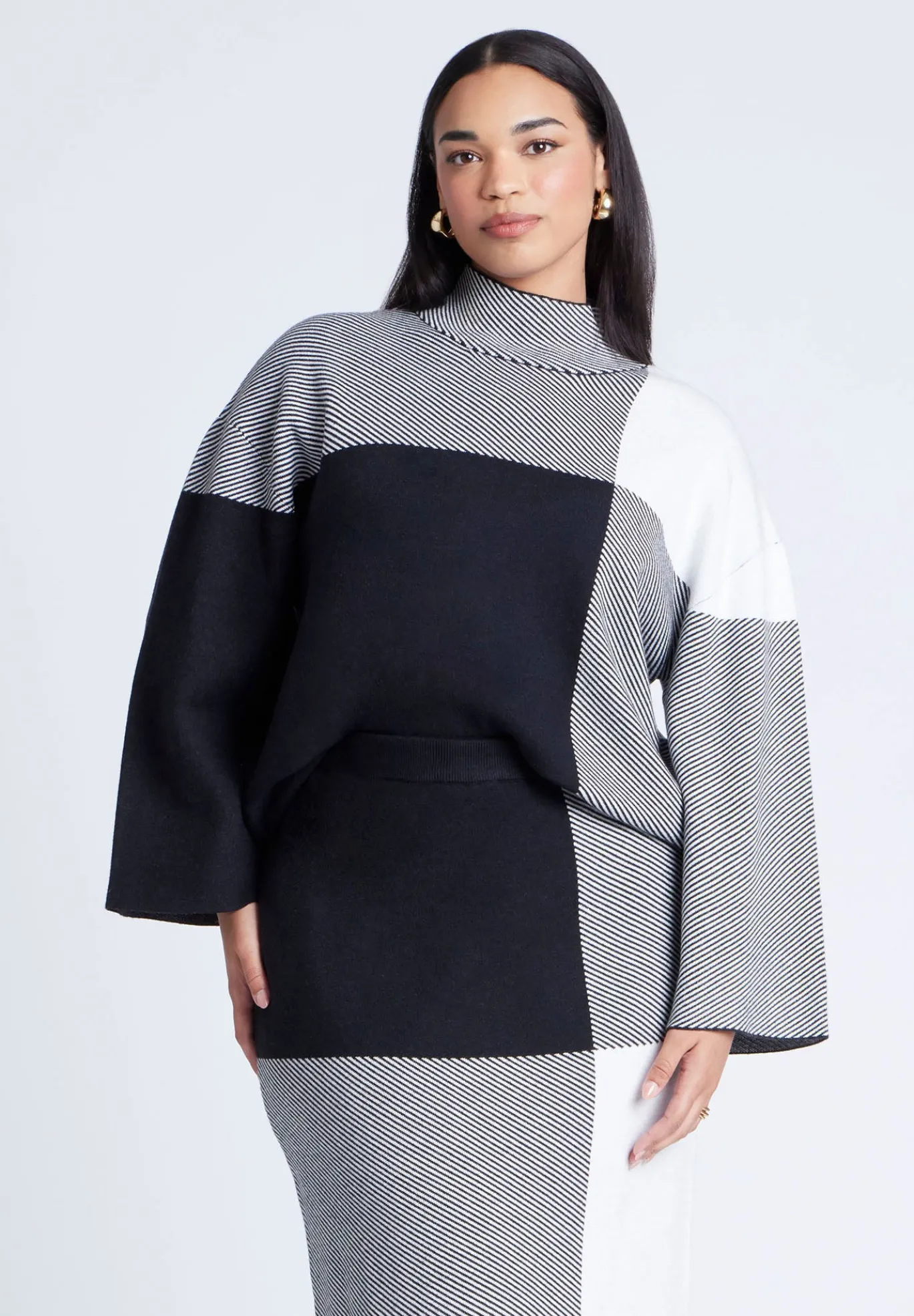 Mock Neck Intarsia Sweater