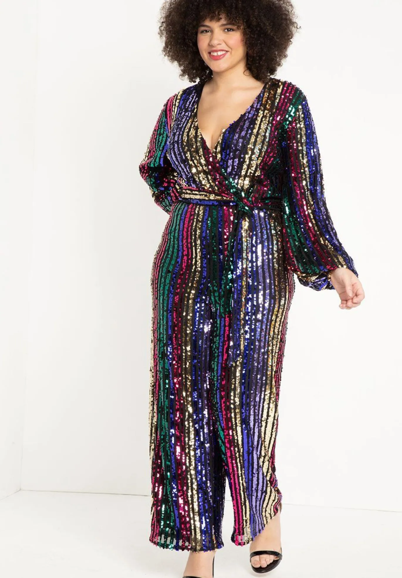 Multicolor Stripe Sequin Jumpsuit