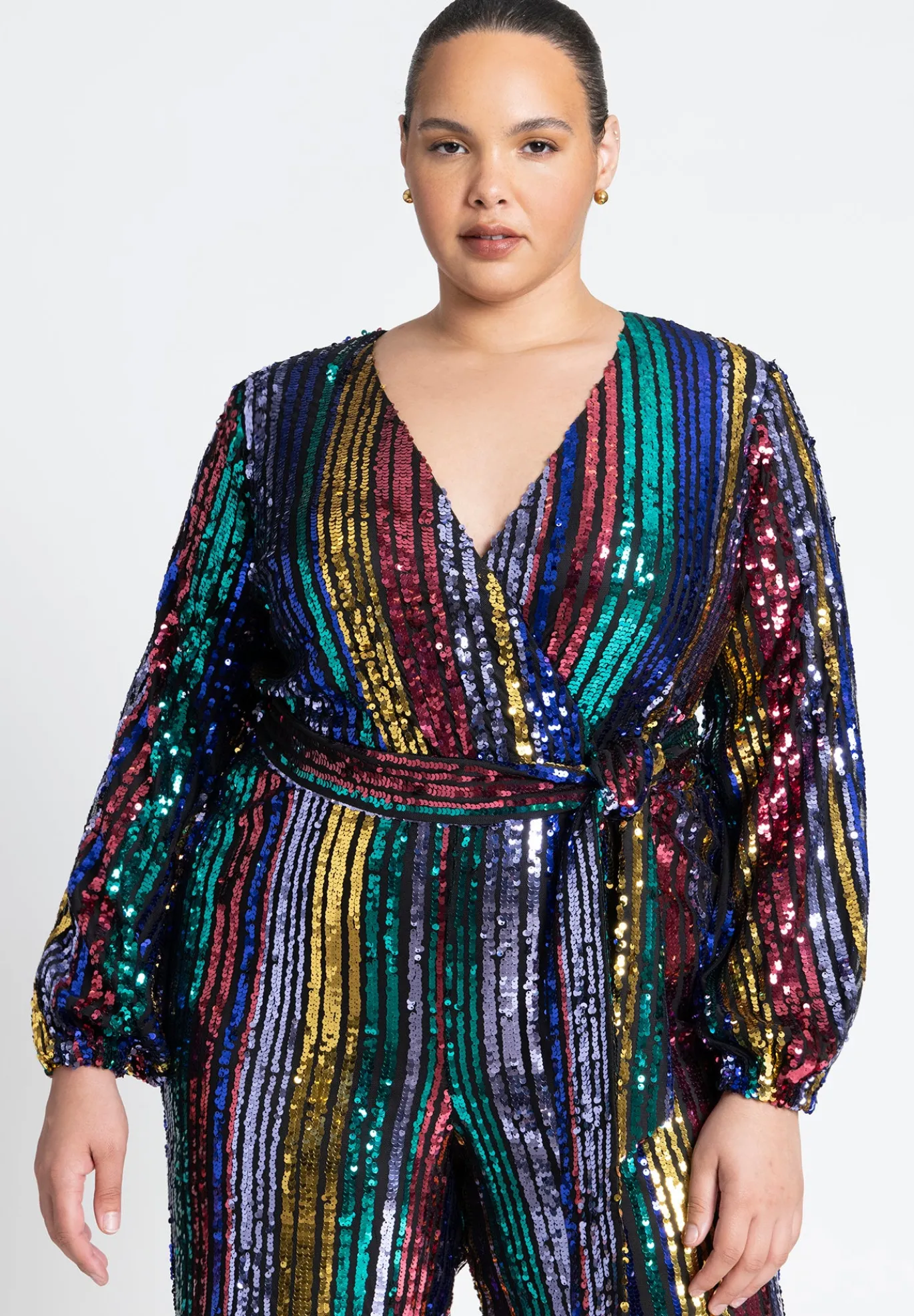 Multicolor Stripe Sequin Jumpsuit