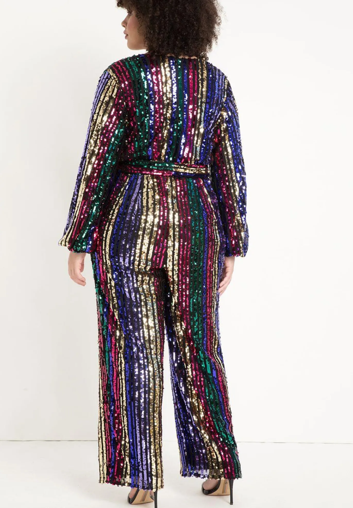 Multicolor Stripe Sequin Jumpsuit
