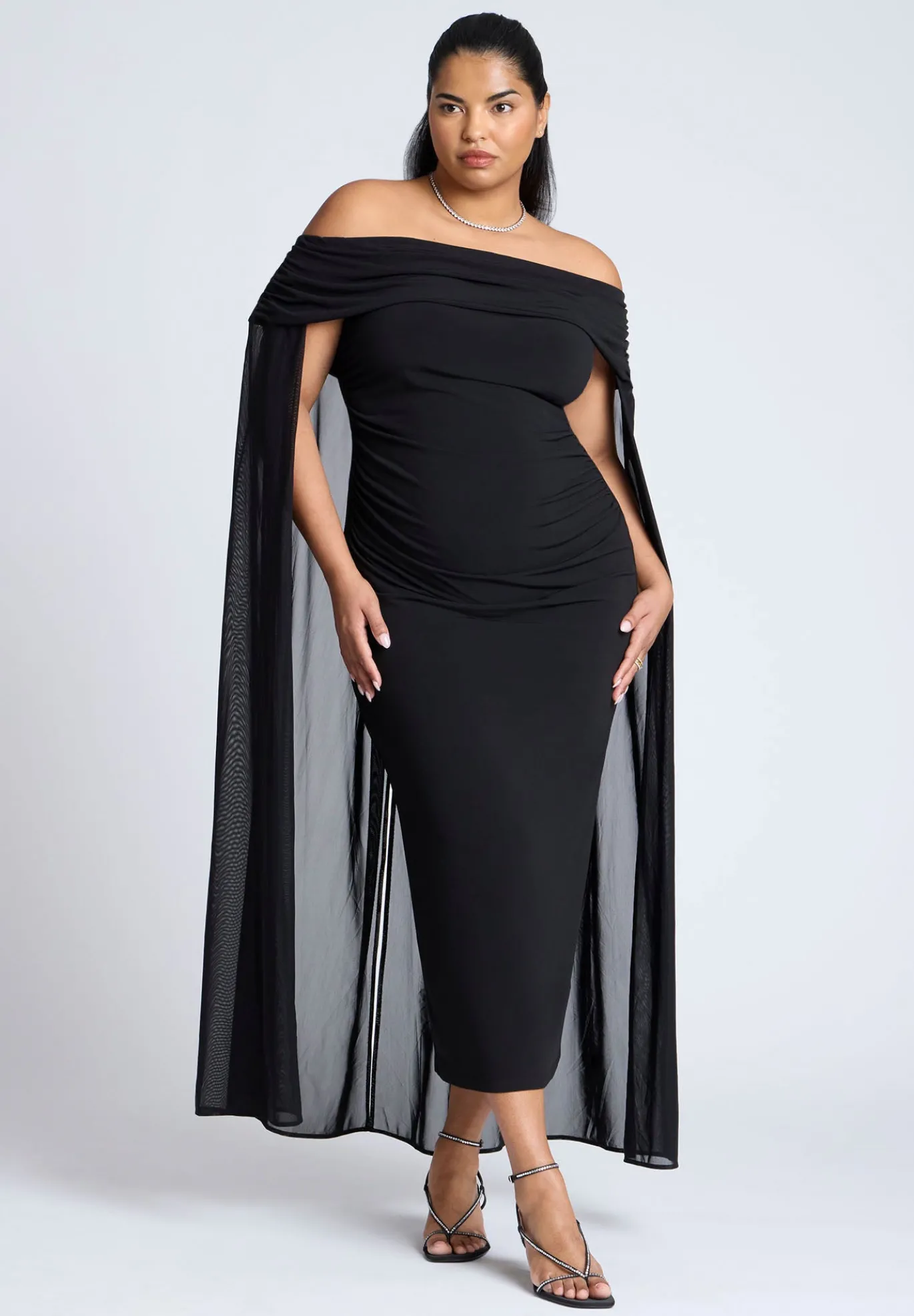 Off The Shoulder Cape Gown