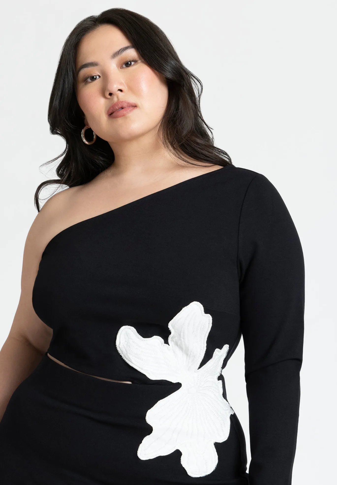 One Shoulder Flower Detail Dress