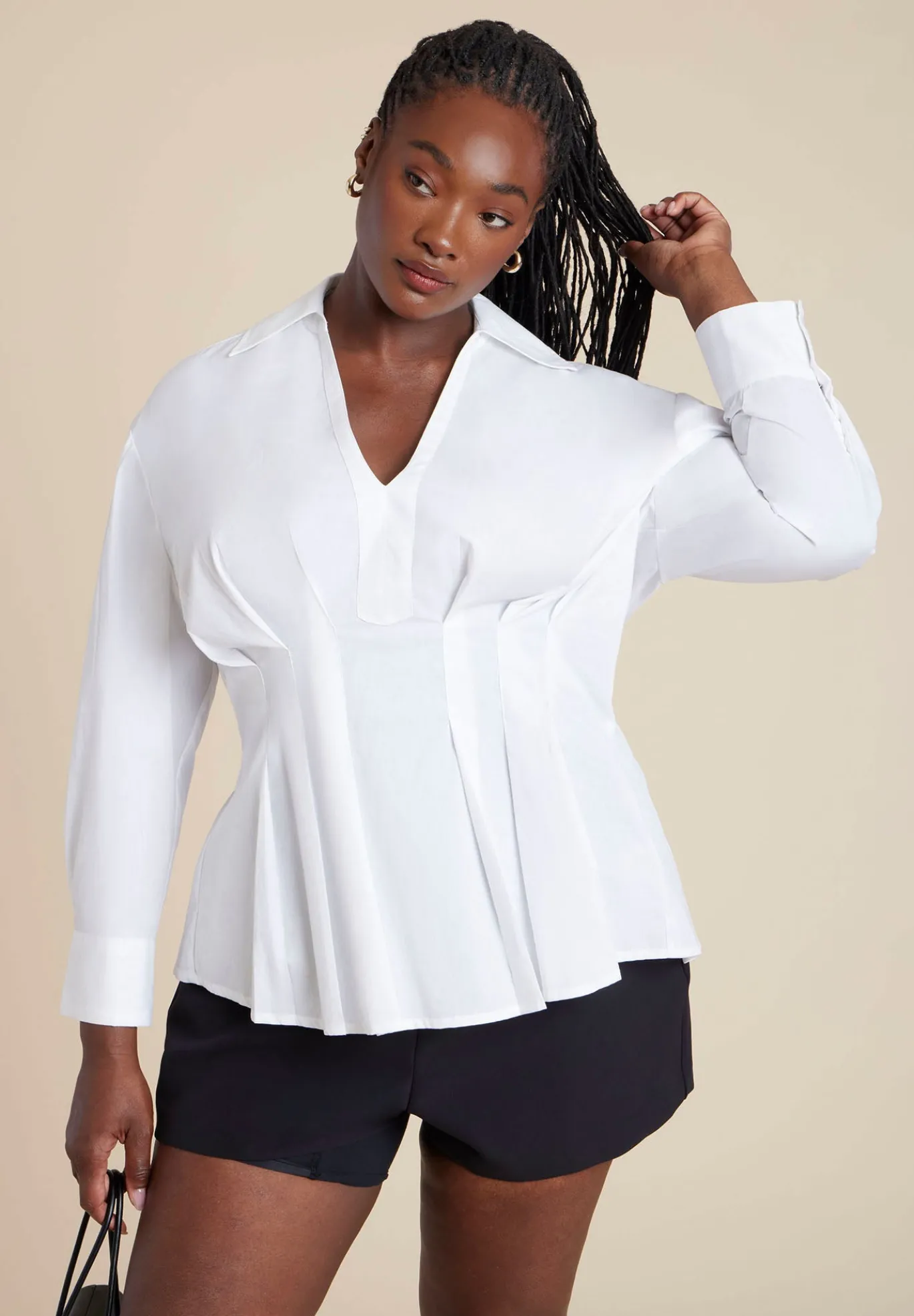 Pleated Poplin Blouse