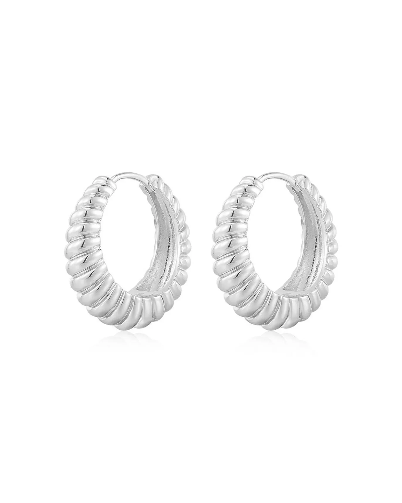 Ridged Marbella Hoops- Silver