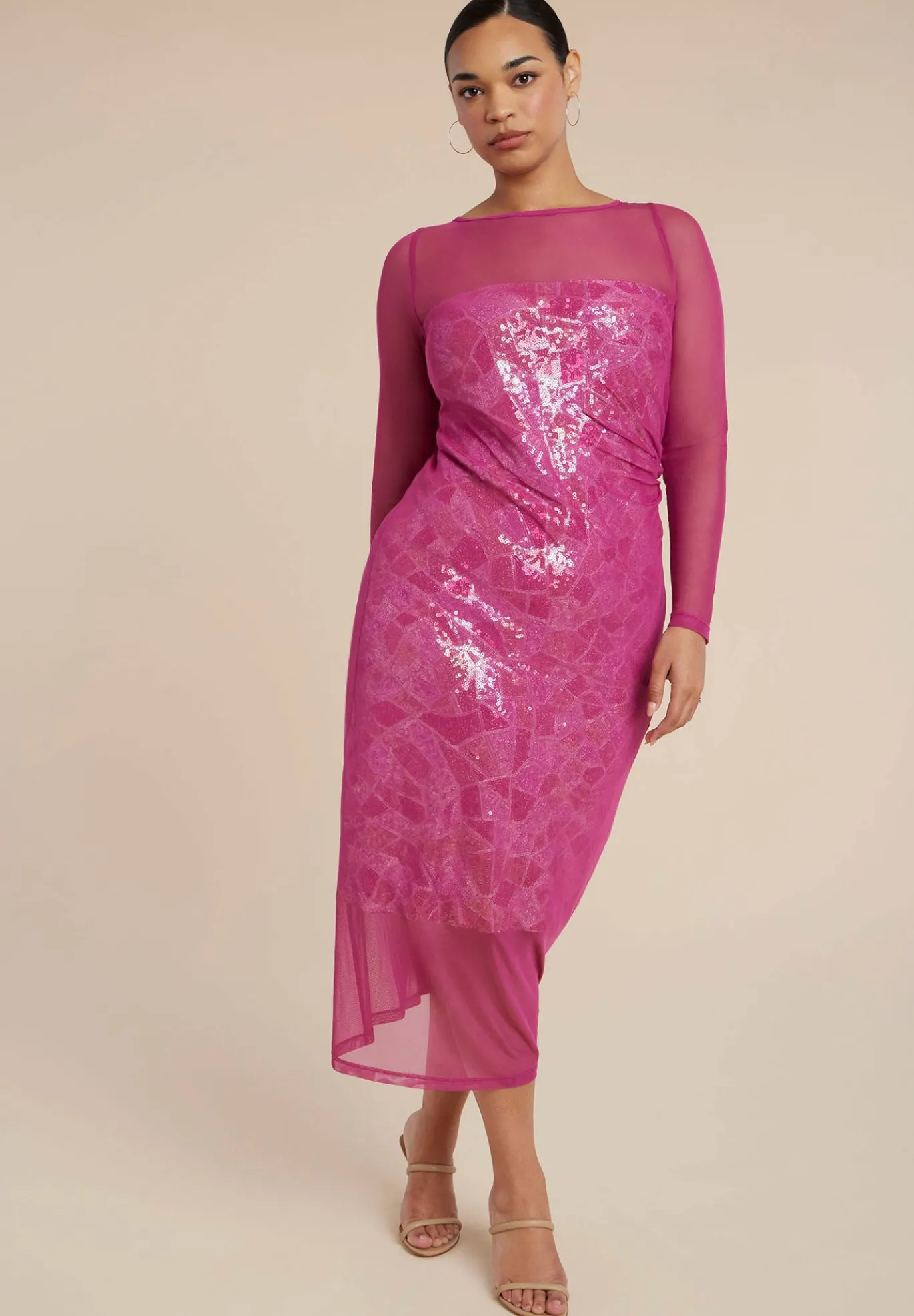 Sequin Dress With Sheer Layer