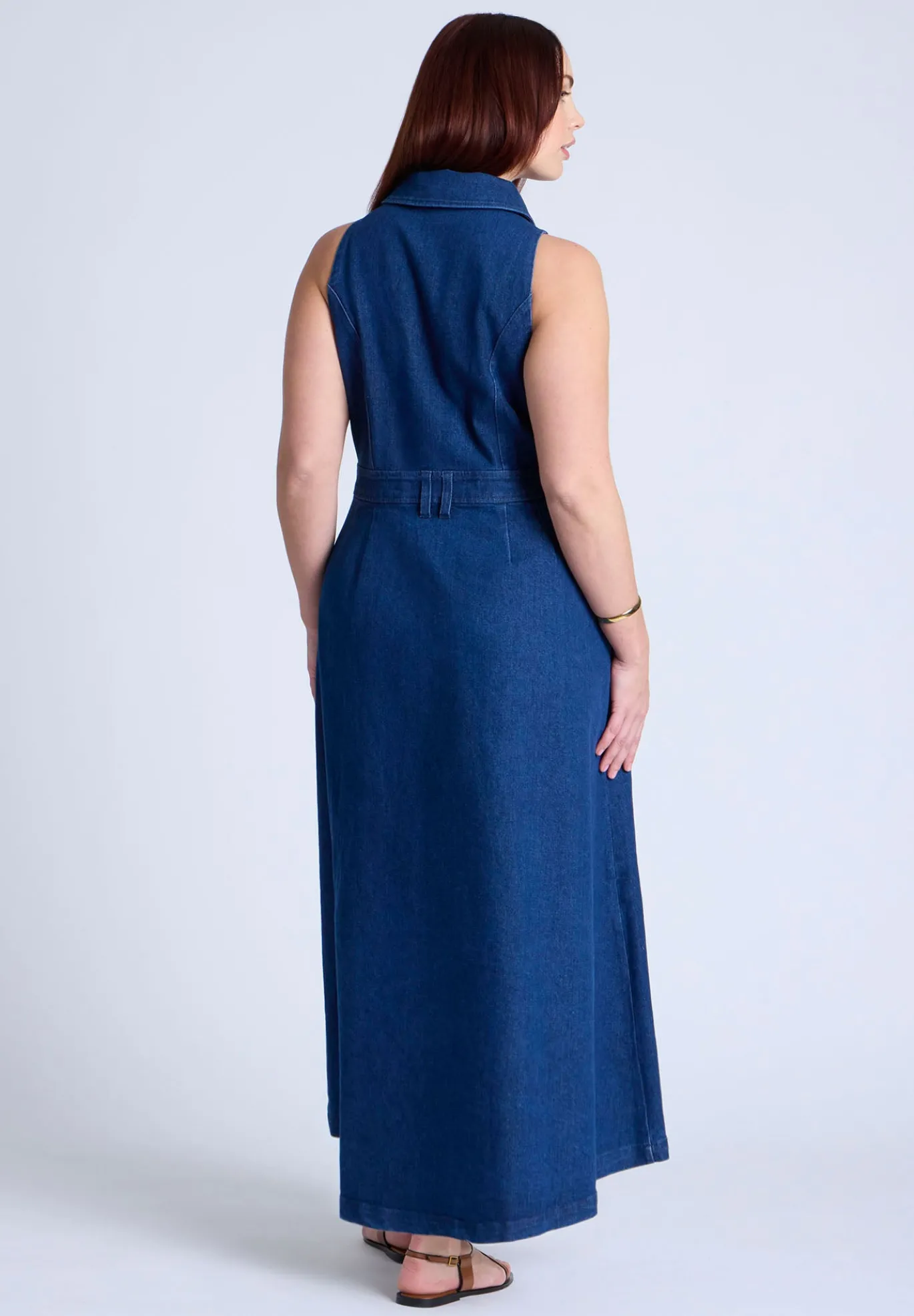 Sleeveless Denim Midi Dress