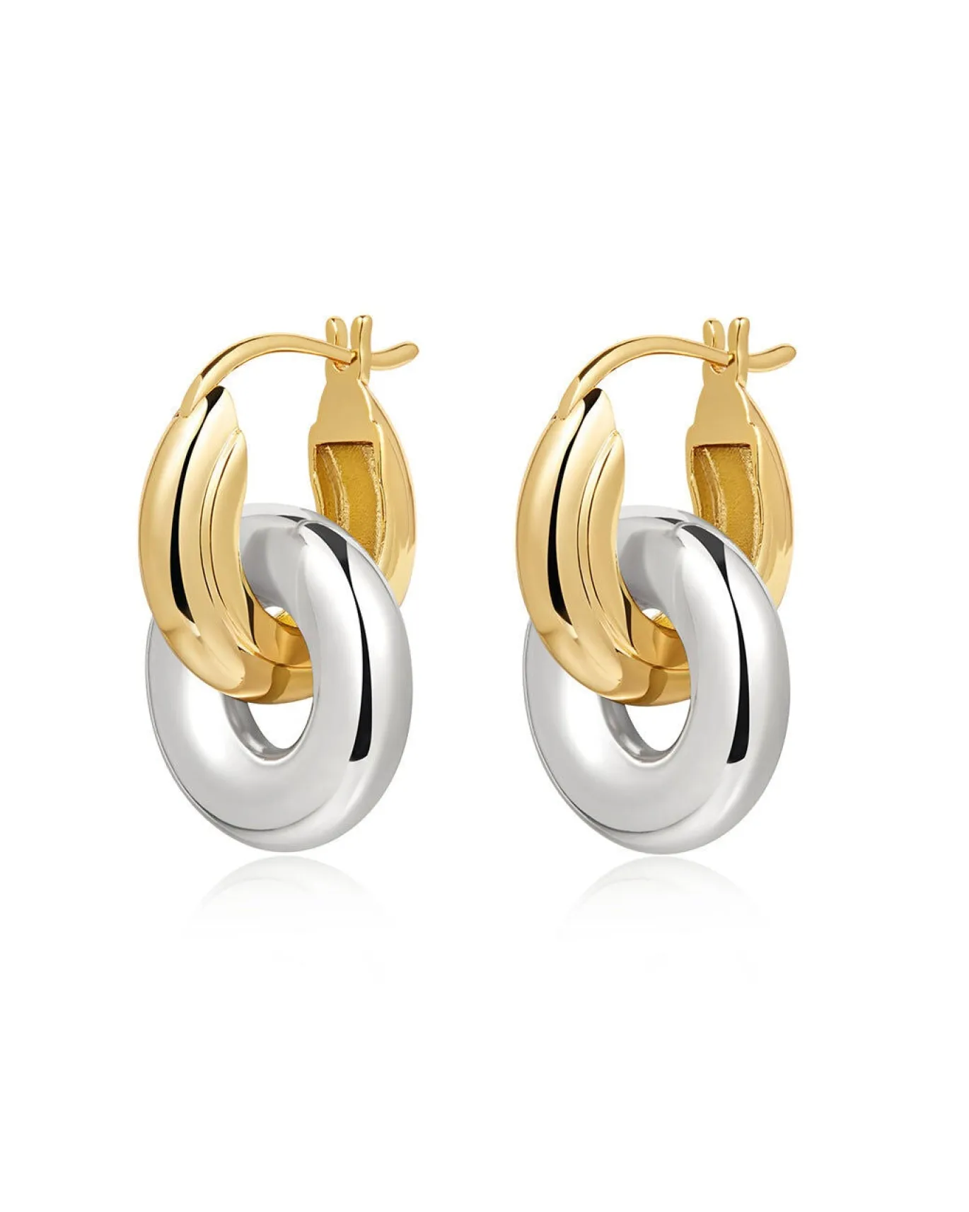 Two-Tone Interlock Hoops- Gold
