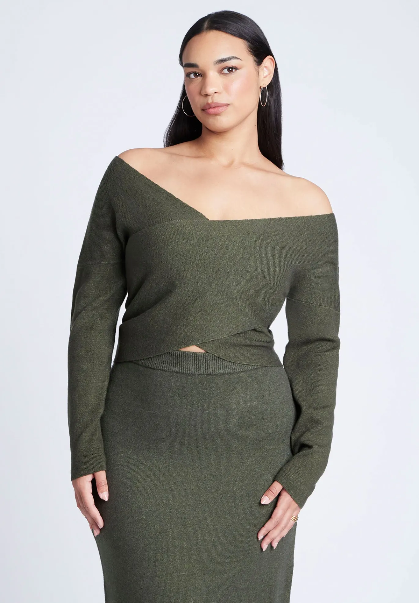 Wrap Front Cropped Sweater